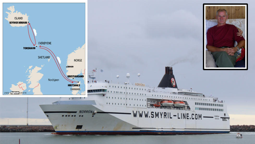  DRA TIL SJ�S, FOR EN BOMTUR!:  Wieslaw Garstecki skulle ta ferja den korte turen fra Hirtshals til Kristiansand. I stedet havnet han p� sjudagers-cruise til F�r�yene og Island. Foto: Samfoto / Privat / Dagbladet