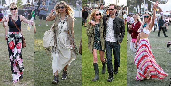 KJENDISER P� FESTIVAL: Kjendisene velger en komfortabel signaturstil p� festival. Fra venstre: Melanie Griffith, Fergie fra Black Eyed Peas, Kate Bosworth med kj�resten Michael Polish, Paris Hilton. Foto:STELLA PICTURES