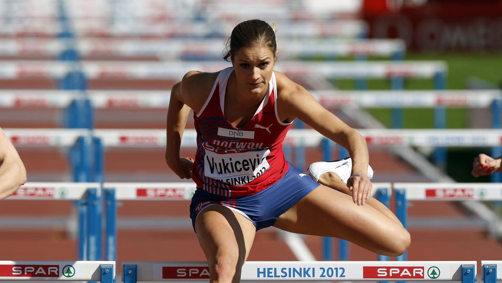 NEDTUR: Christina Vukicevic ble bare nummer fem i semifinaleheatet i EM i Helsinki.
Foto: Lise �serud / NTB scanpix