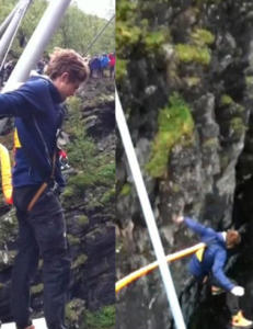 Her hopper han ned i et av Nord-Europas dypeste juv