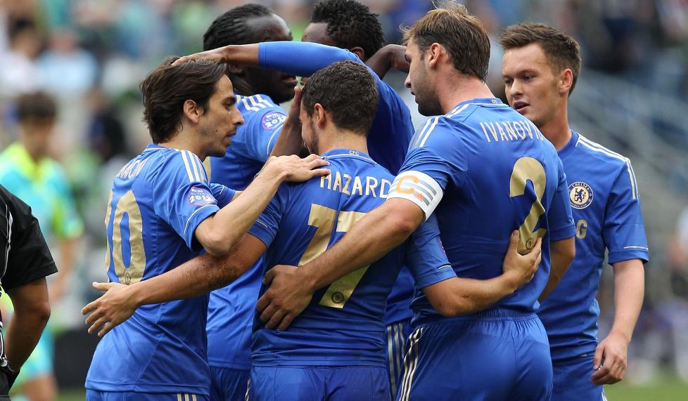 STARTET MED SEIER: Chelsea �pnet sommerens USA-turne med 4-2-seier over Seattle Sounders. Foto: Otto Greule Jr/Getty Images/AFP
