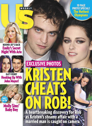AVSL�RENDE BILDER: Det var bilder (innringet) av Sanders og Stewart i Us Weekly, som satte fart i utroskapsryktene. Foto: Stella Pictures