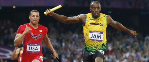 Her l�per Bolt en 100 meter p� 8,70