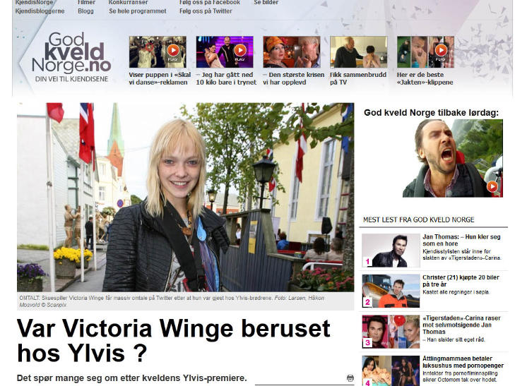 - BEKLAGER: God kveld Norge beklager at denne artikkelen kom p� trykk. Artikkelen er n� fjernet. Faksimile: God kveld Norge