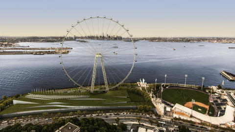STATEN ISLAND: Pariserhjulet er en del av en st�rre utvikling av byens lange strandlinje, med parker og rekreasjonsomr�der for � gj�re byen enda mer turistvennlig.  Foto: NEW YORK WHEEL, LLC / REUTERS / NTB-SCANPIX