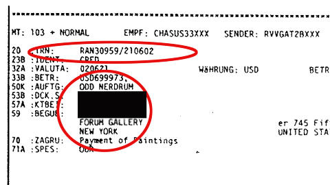 BEVIS 2: Denne bankutskriften er ett av flere dokumenter Dagbladet har gravd fram. Det viser at Nerdrum har overf�rt 700 000 dollar fra bankboksen i �sterrike og tilbake til galleriet i New York.