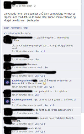 SAMTALEN: Slik utartet samtalen seg på Facebook. Foto: Skjermdump SAMTALEN: Slik utartet samtalen seg på Facebook. Foto: Skjermdump