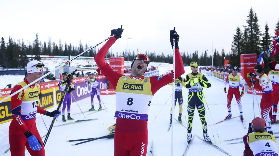 HJEMMESEIER: Magnus Moan vant verdenscup�pningen i kombinert p� Sjusj�en i dag. Foto: STIAN LYSBERG SOLUM / NTB SCANPIX
