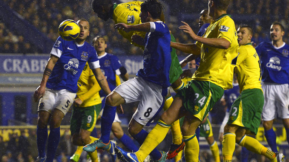 Norwich: Norwich-spilleren Sebastien Bassong header i m�l i siste spilleminutt mot Everton, og sikrer 1-1. Dagbladets oddstipper tror klubben sl�r Sunderland hjemme i dag. Foto: REUTERS/Nigel Roddis
