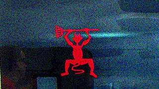 DJEVELEN: C�sar Manrique laget denne logoen av djevelen  som er et symbol p�  restauranten El Diablo p� toppen av Ildfjellene. Man trodde seks �r med vulkanutbrudd var djevelens verk. Foto: KIRSTEN MARGRETHE BUZZI