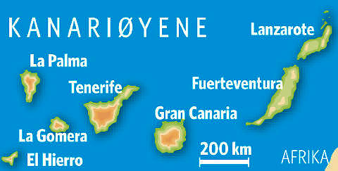 DE SJU ST�RSTE KANARI�YENE. Grafikk: KJELL ERIK BERG