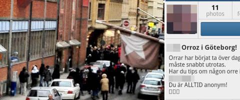 Maskerte ungdom kaster fyrverkeri og kinaputter