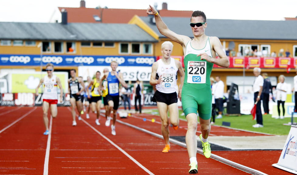 I GANG IGJEN: Henrik Ingebrigtsen, her under 1500 meteren han vant i NM i friidrett i Kristiansand ifjor.
Foto: Tor Erik Schr�der / NTB scanpix