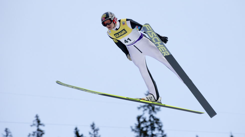 I HOPPFORM: H�vard Klemetsen klemte til og har f�tt et forsprang p� 12 sekunder i langrennsporet.
Foto: Stian Lysberg Solum / NTB scanpix