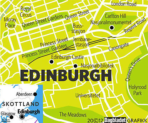 EDINBURGH: Kart over sentrum.              Grafikk: KJELL ERIK BERG