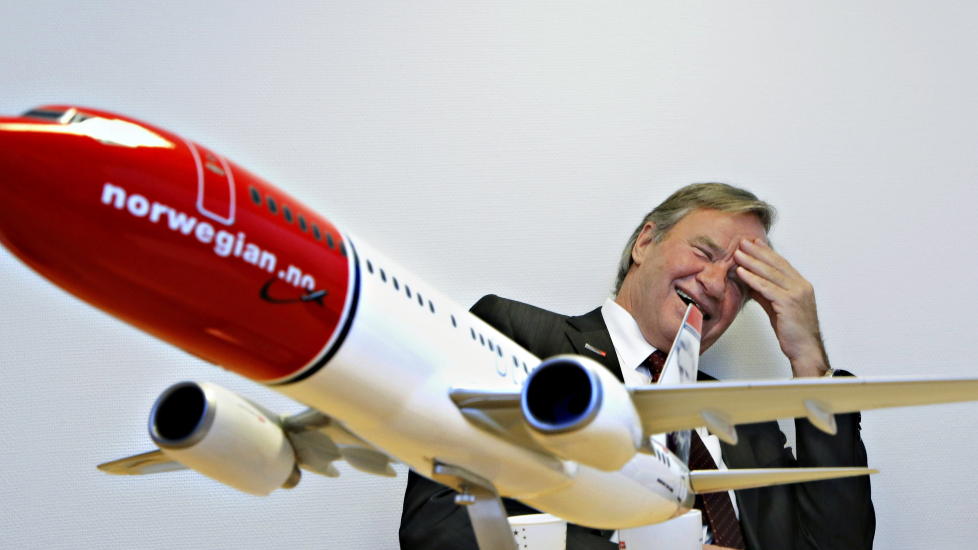 AKSJEREKORD: Norwegian steg til ny rekord igjen p� Oslo B�rs. Bj�rn Kjos ler mer og mer. Foto: Jacques Hvistendahl