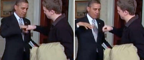 Her klasker Obama knoker med overrasket gjest