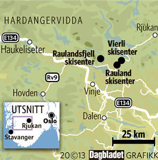 VIERLI SKISENTER: Ligger like ved skisenteret i Rauland. Grafikk: KJELL ERIK BERG