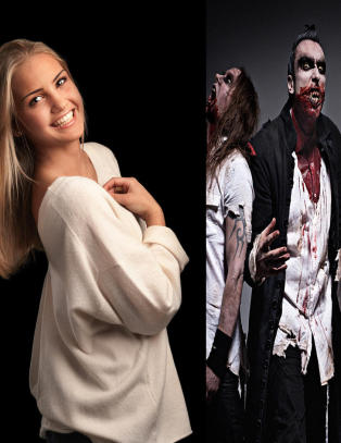 Vampyrer og blod mot vakre kvinner