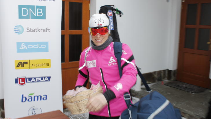 LIKE VIKTIG: Tora Berger, her som kanelbolletyv i g�r, mener mix-stafetten er like gjev � vinne som kvinnestafetten. Foto: P�l Marius Tingve