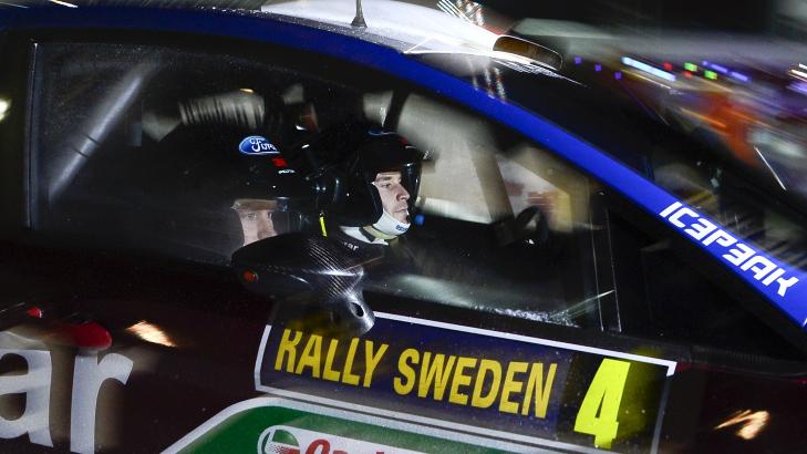 FJERDEPLASS: Mats �stberg ble nummer fire p� dagens fartspr�ve, 0,7 sekunder bak Loeb.
Foto: AFP/JONATHAN NACKSTRAND