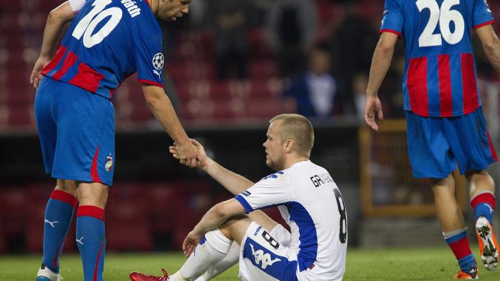 MYE SITTING P� BENKEN: Christian Grindheim fikk ikke s� mye spilletid i FCK. Foto: POLFOTO/Thomas Sjorup/NTB scanpix