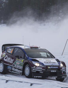 Mads �stberg ligger som beste nordmann p� en tredjeplass i Rally Sverige