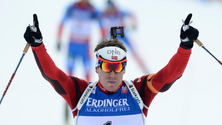 IKKE SIKKER: Selv om Emil Hegle Svendsen jublet da han gikk i m�l, var han ikke sikker p� seieren. Foto: AP Photo/CTK, Roman Vondrous/NTB scanpix