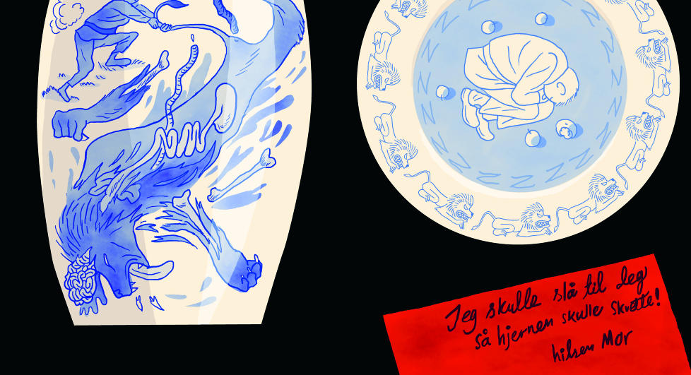 BRUTALT EVENTYR: �Her kunne vi leve ganske godt og hyggelig, n�r vi bare var kvitt denne s�nnen din.� Bendik Kaltenborns versjon av �Det bl� b�ndet� er stor kunst, mener v�r anmelder. Illustrasjon: Bendik Kaltenborn