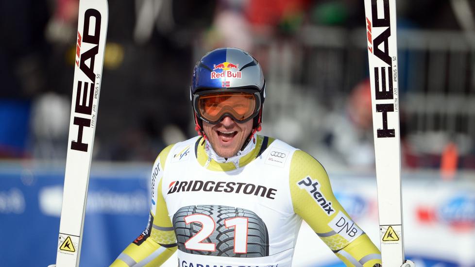  LEDER:  Aksel Lund Svindal leder utforcupen etter femteplassen i Garmisch-Partenkirchen. Men sammenlagtcupen tror han kan bli vel t�ff � ta. Foto:  AFP / JOHANNES EISELE / NTB Scanpix