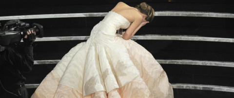 Tryna i trappa da hun skulle hente Oscar-statuetten