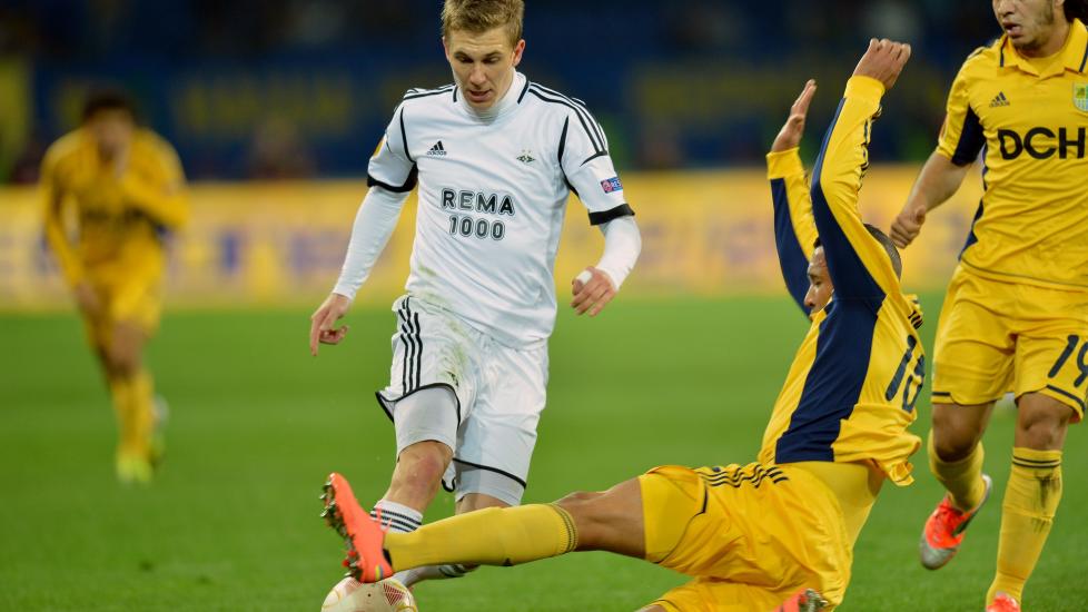  ENDELIG:  Rosenborg fikk endelig en nettkjenning, da Borek Dockal scorte etter 25. minutter mot BATE Borisov. Her fra kvalikkamp mot FC Metalist Kharkiv  i november. Foto: AFP PHOTO / SERGEI SUPINSKY