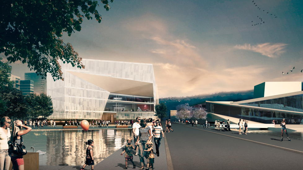NOE S�NT, KANSKJE:  Deichmanske hovedbibliotek, fra arkitektene Thomas Liu - Lund Hagem-Atelier Oslo ser for seg dette.