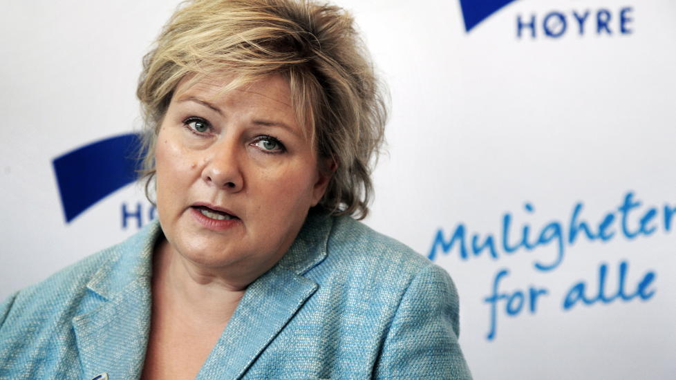 TILBAKE:  Partileder Erna Solberg forklarer at partiet n�dde et toppniv� i januar, og at de n� har falt tilbake. Foto: Steinar Buholm / Dagbladet