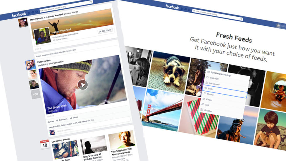NYTT DESIGN: Slik vil noen av sidene p� Facebook blir n�r oppgraderingen trer i kraft. Skjermdump: FACEBOOK
