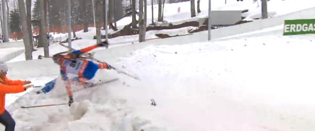 Her flyr Tsvetkov hodestups ut av OL-l�ypa