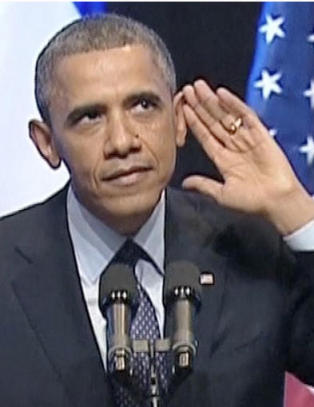 Slik taklet Obama israeleren som ville avbryte talen hans
