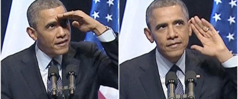 Slik taklet Obama israeleren som ville avbryte talen hans