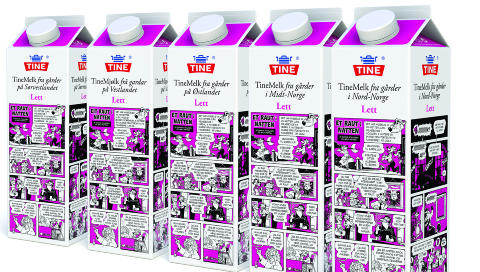 KRIM: Slik ser Tines melkekartonger ut i p�sken. Foto: Tine