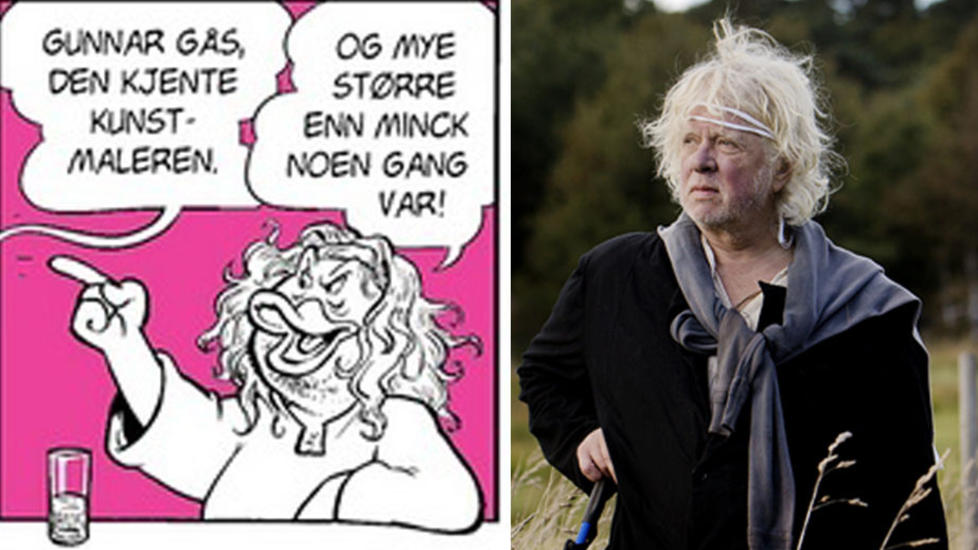 LIKHET?: P� melkekartongen fra Tine treffer vi kunstneren Gunnar G�s, som i sin hvite kjortel og brautende oppf�rsel kan minne om en annen kjent kunstner. Foto: Faksimile Tine.no / Agnete Brun, Dagbladet