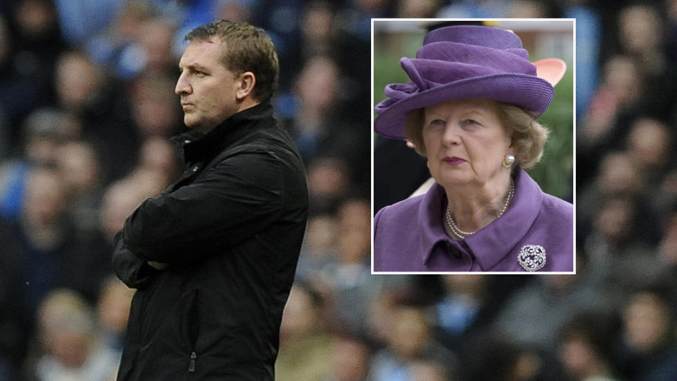  SNUR RYGGEN TIL  Liverpool-manager Brendan Rodgers er kun interessert i egne fans, og vil ikke minne Thatcher (innf�yd). FOTO: NTB Scanpix