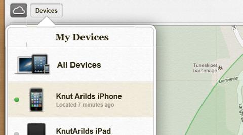 4. Hvis telefonen er skrudd p�, vil du f� opp telefonen din i et kart. Trykk p� enheten du �nsker � spore, hvis du har flere tilgjengelig. Foto: Skjermbilder