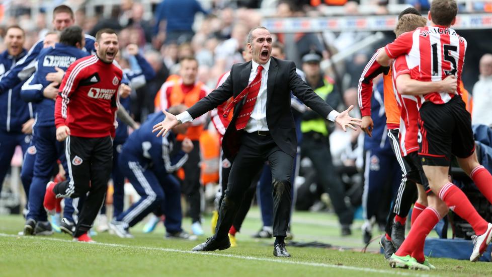  GLEDE:  Sunderlands italienske manager Paolo Di Canio, klarte ikke legge skjul p� gleden og begeistringen da laget hans vant 3-0 over Newcastle. Foto: AFP PHOTO / IAN MACNICOL / NTB Scanpix