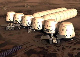 BYGGES: Mars-basen skal settes sammen av moduler. Illustrasjon: MARS ONE
