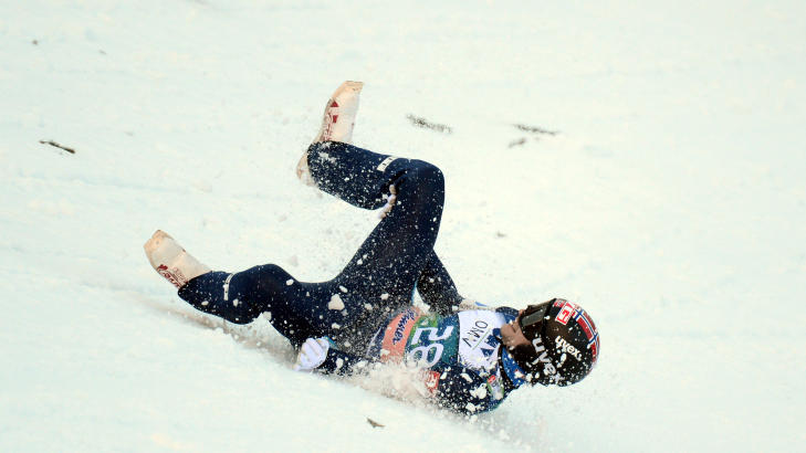 STYGT FALL I PLANICA:  Anders Jacobsen. FOTO: NTB SCANPIX FOX