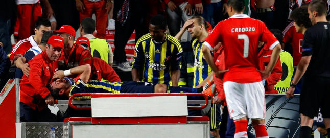 Skrekkskade la demper p� fotballfesten i Lisboa