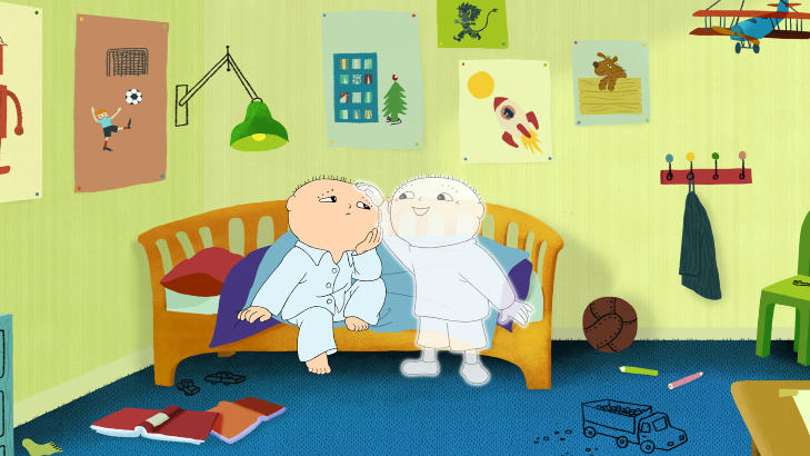 SKYBERT: Alle trenger en venn. Usynlig eller ei, Skybert stiller opp for Albert �berg. Bilde: Nordisk film