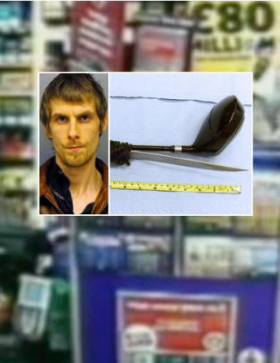 Skal til å rane butikken utstyrt med golfkølle og kniv, men så...