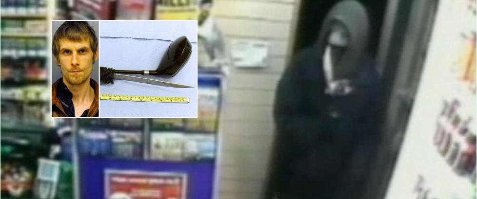 Skal til � rane butikken utstyrt med golfk�lle og kniv, men s�...