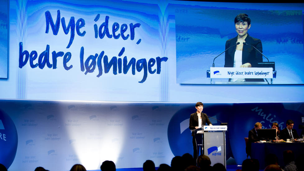 VANT FRAM: Forsvarspolitiker Ine Marie Eriksen S�reide fikk flertallet med seg p� H�yres landsm�te for kj�nnsn�ytral verneplikt. Foto:Thomas Rasmus Skaug / Dagbladet.